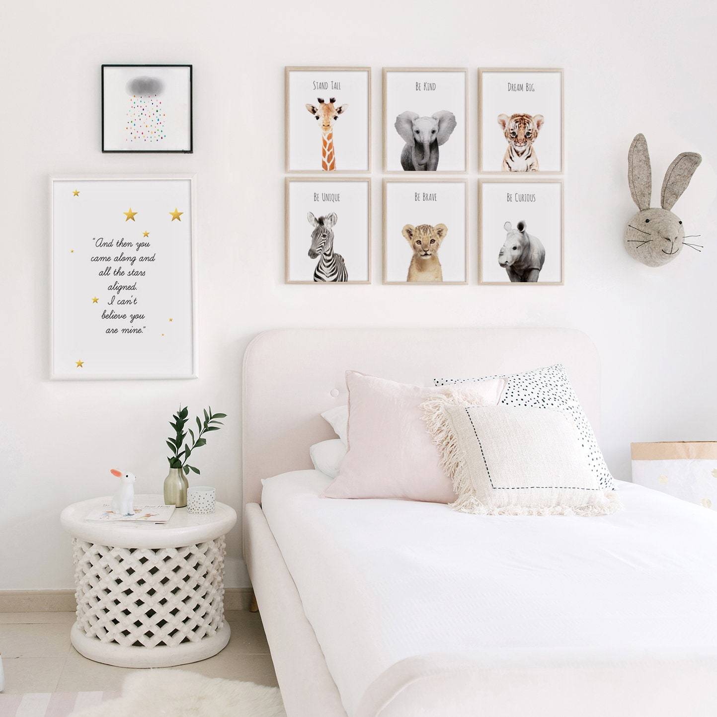 Set of 6 Safari Animals Nursery Digital Wall Art