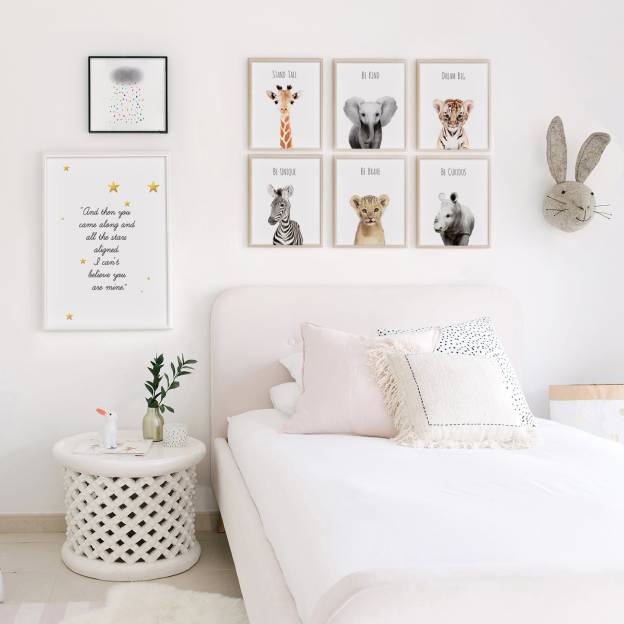 Set of 6 Safari Animals Nursery Digital Wall Art