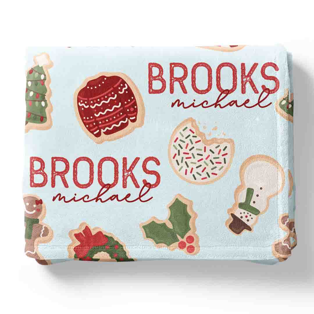 Personalized Christmas Cookies For Santa Flannel Blanket