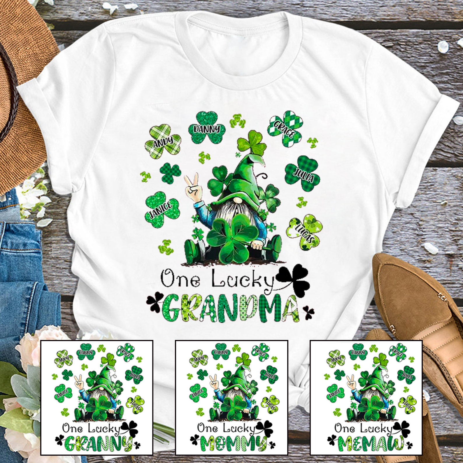 One Lucky Grandma Personalized Shirt