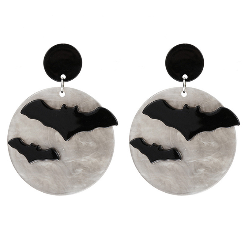 Halloween Bat Circle Acrylic Earring 