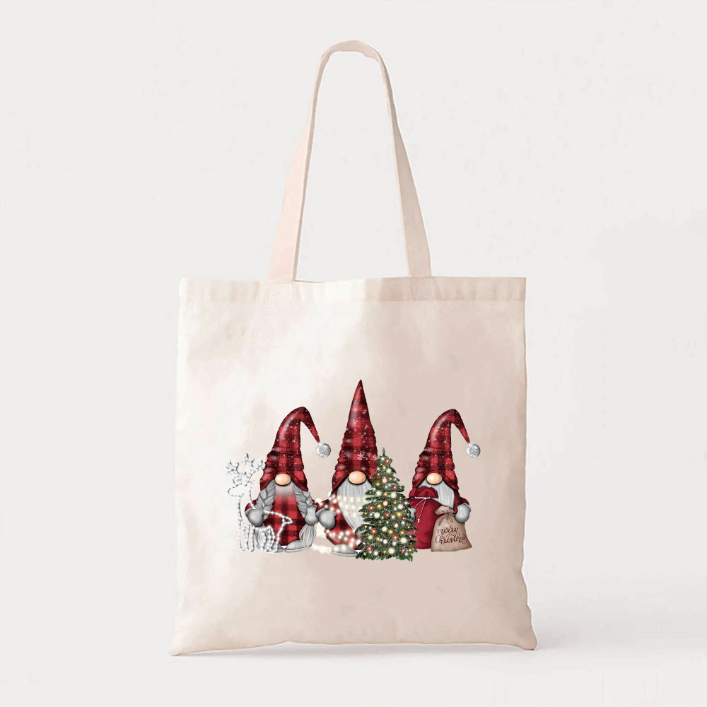 Buffalo Plaid Gnomes Christmas Tote Bag