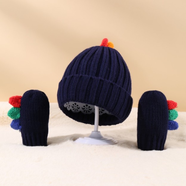Cute Cartoon Dinosaur Woolen Hat Gloves Set