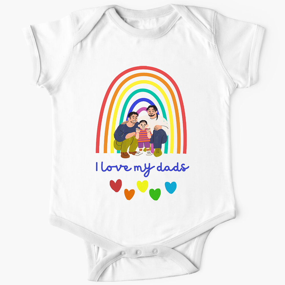 Love My Dads Cartoon LGBTQ Baby Bodysuit