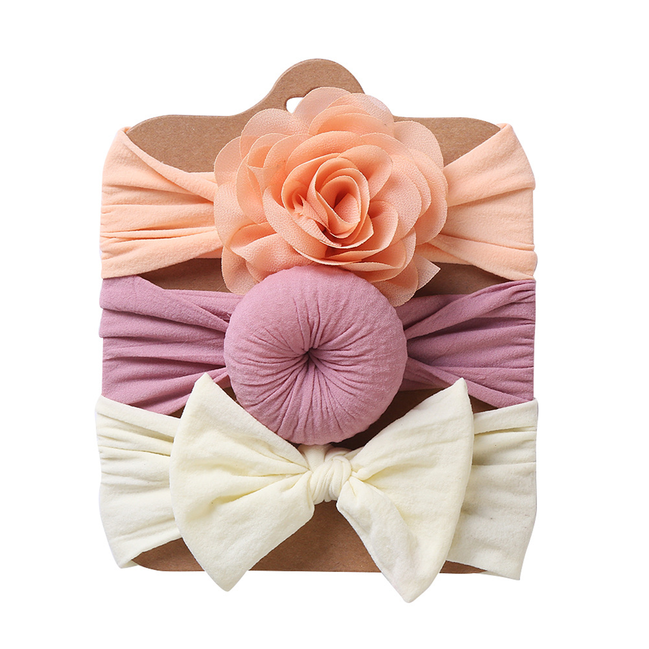 Baby Girl Cute Three-piece Orange Flower Bow Headband Set 