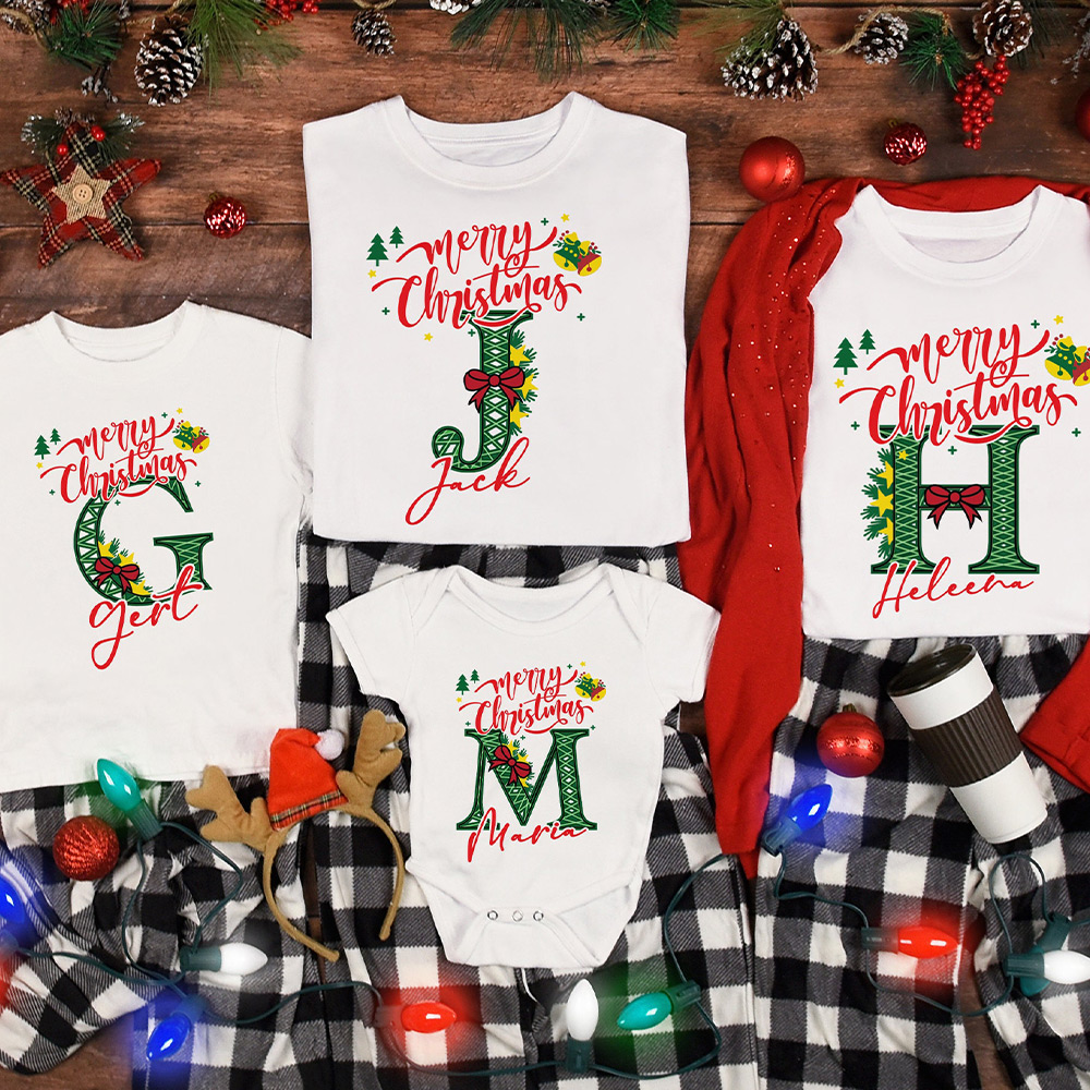 Personalized Christmas Alphabet Family Shirts