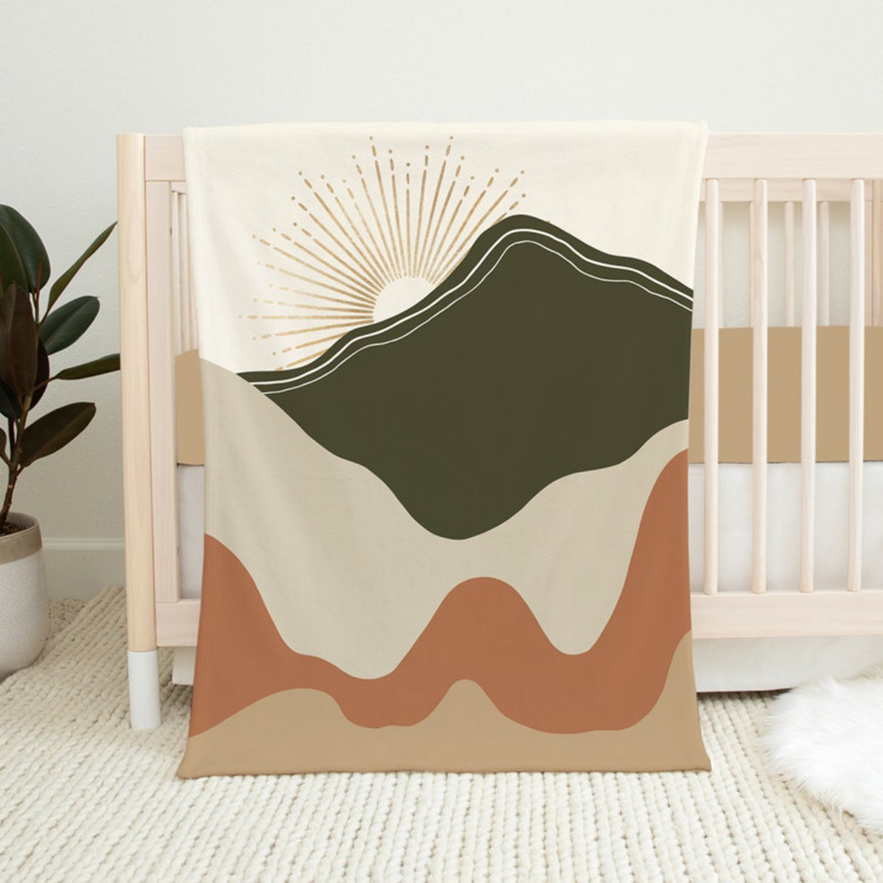 Boho Earth Tone Neutral Baby Flannel Blanket