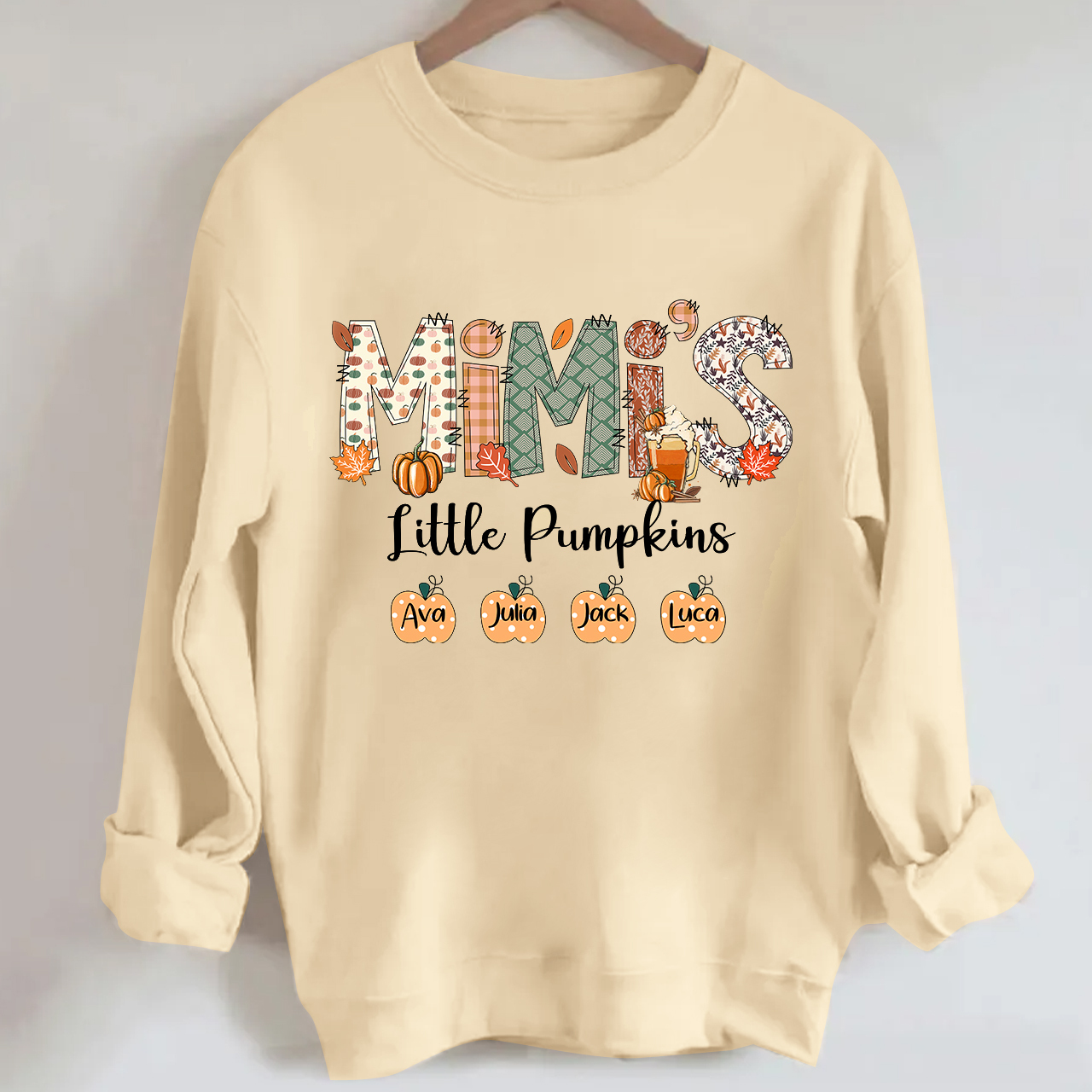 Personalized Fall Pumpkins Sweatshirt With Kids Name
