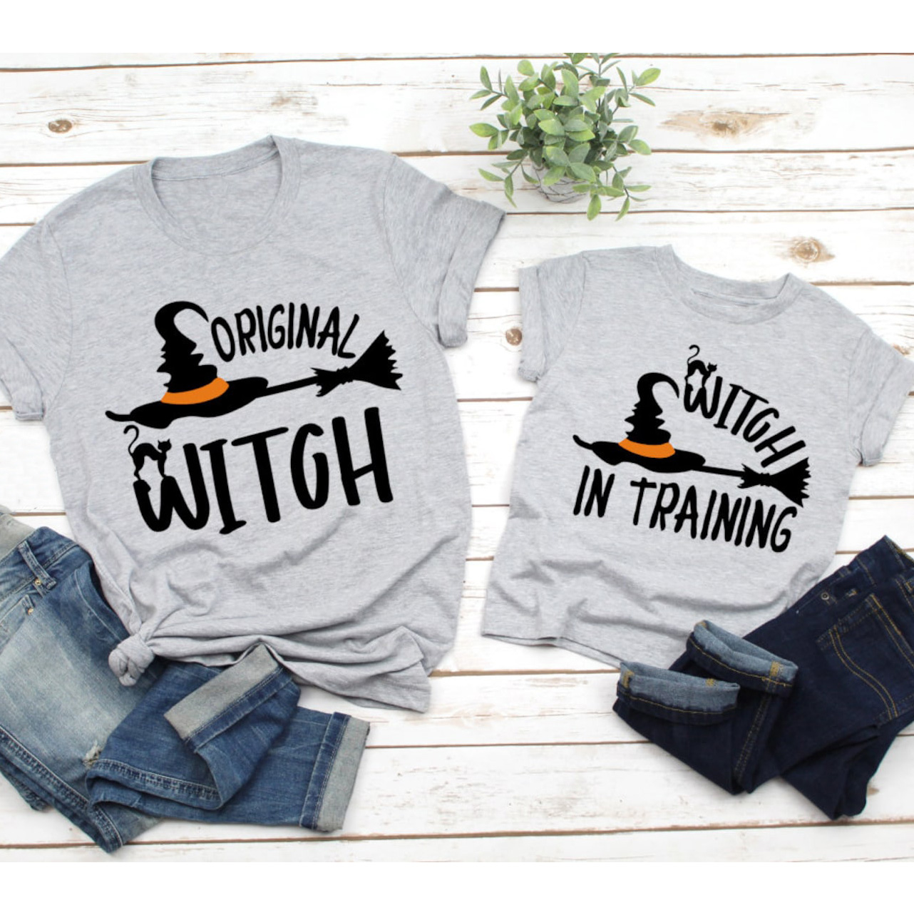 Original Witch & Witch in Training  Matching Halloween Shirts