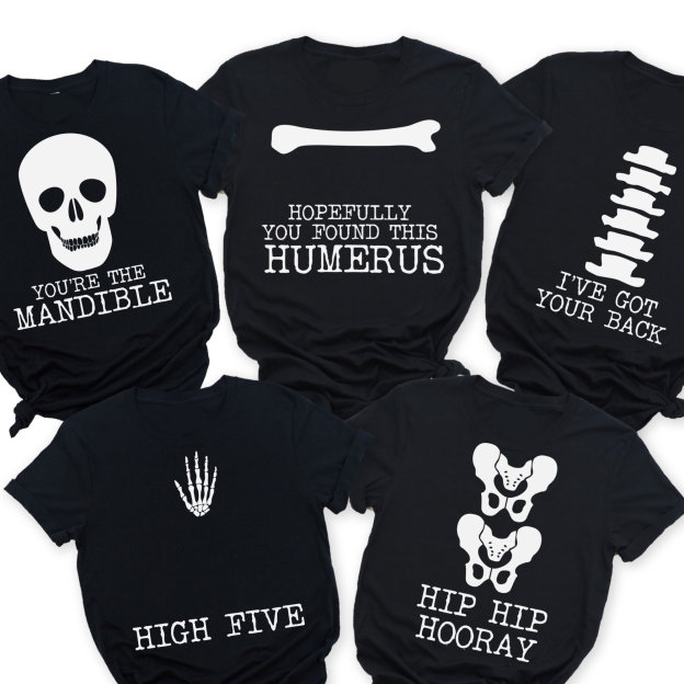 Skeleton Puns Funny Family Matching Halloween Party Tees