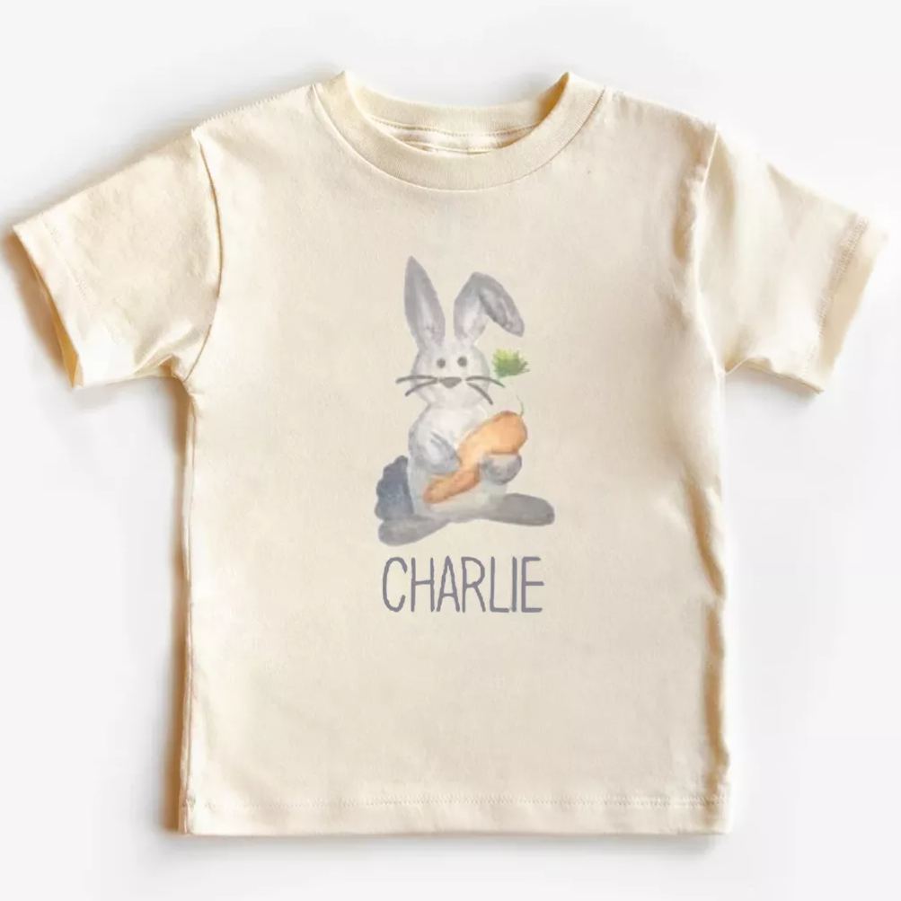 Personalized Watercolor Bunny Easter Kids Shirt