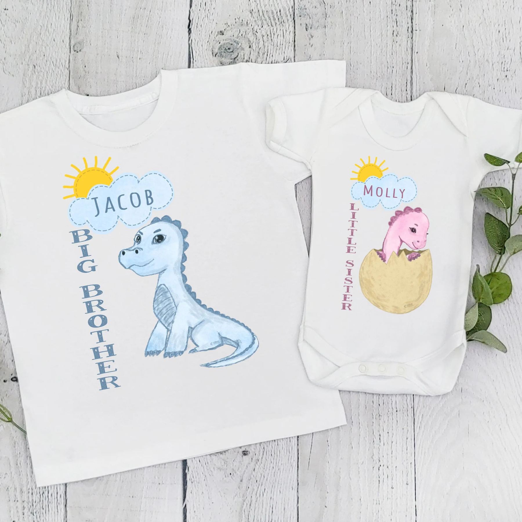 Little Sister Big Brother Personalized Siblings Family Matching Shirt