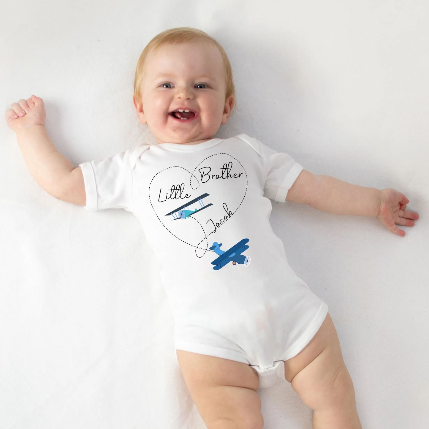 Boys Heart Airplanes Siblings Family Matching Shirt