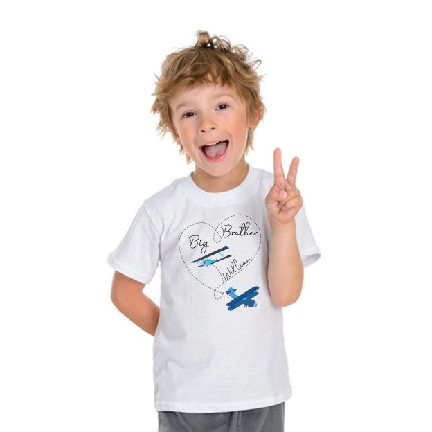 Boys Heart Airplanes Siblings Family Matching Shirt