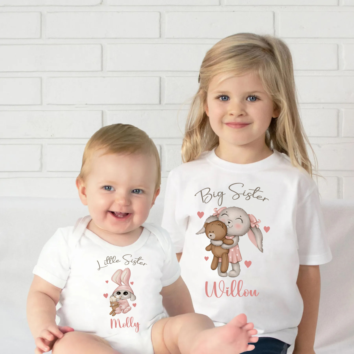 Cute Bunny Rabbits Siblings Family Matching Shirt