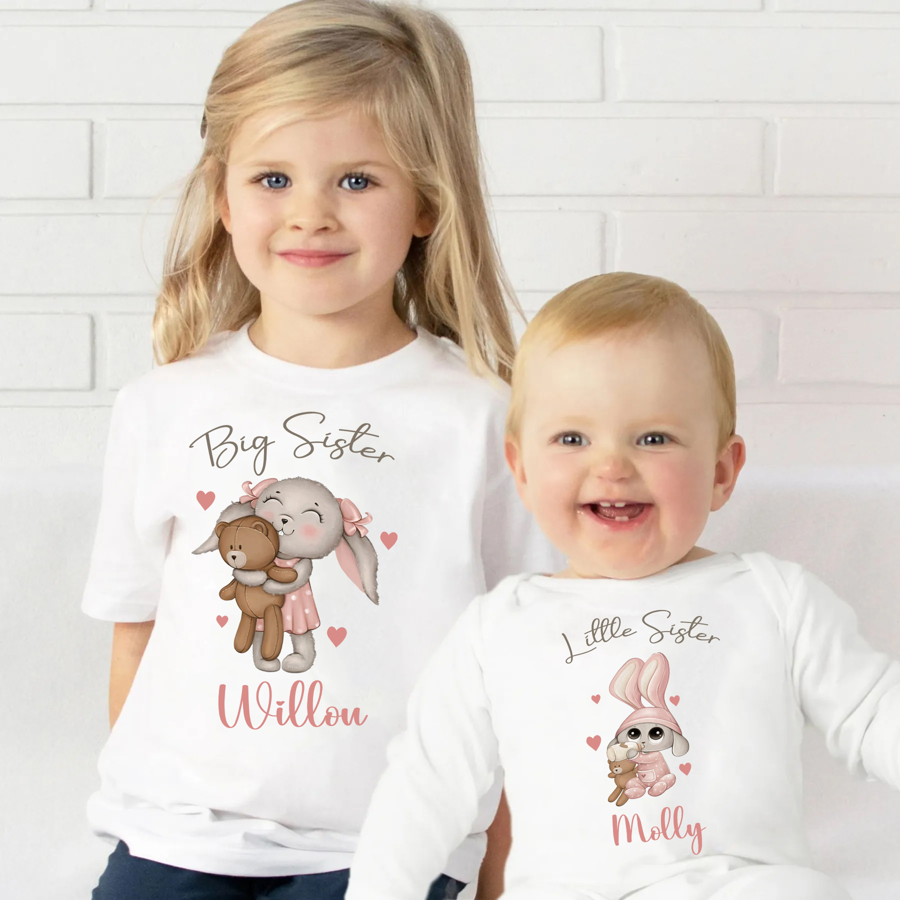 Cute Bunny Rabbits Siblings Family Matching Shirt