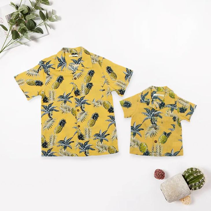 [Copy]Tropical Flowers In Red Hawaii Dad&Son Matching Shirt