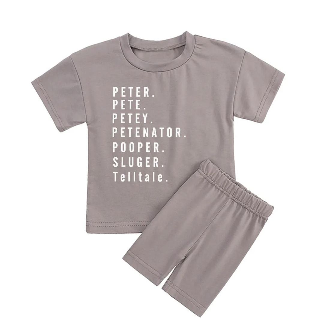 Nickname Toddler Custom Peach Boho Biker Shorts&Tee