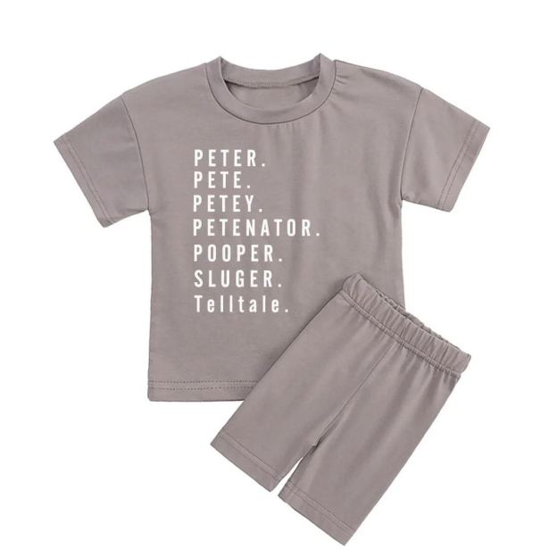 Nickname Toddler Custom Peach Boho Biker Shorts&Tee
