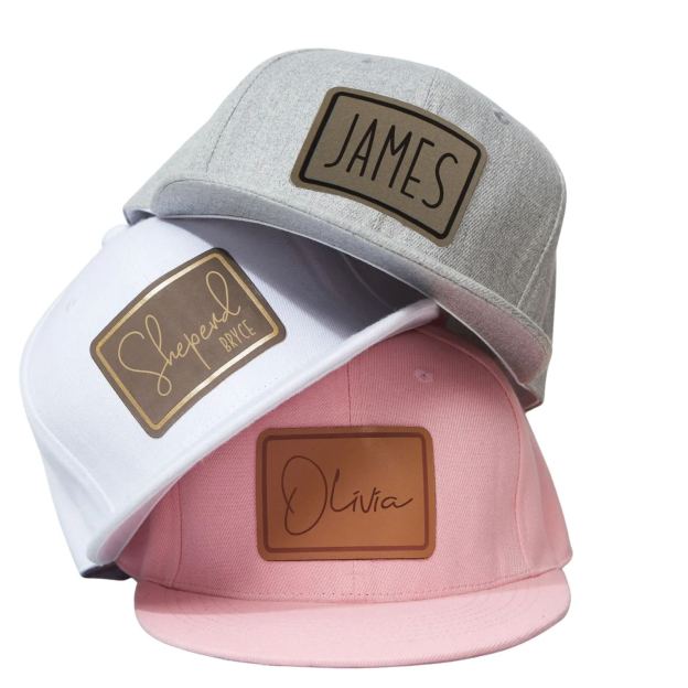 UPF 30+ Personalized Toddler Signature Name Hat-Colorful Leather Patch 