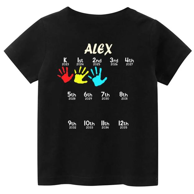 Hand Print-Class Of 2035 Personalized Shirts For School Kids