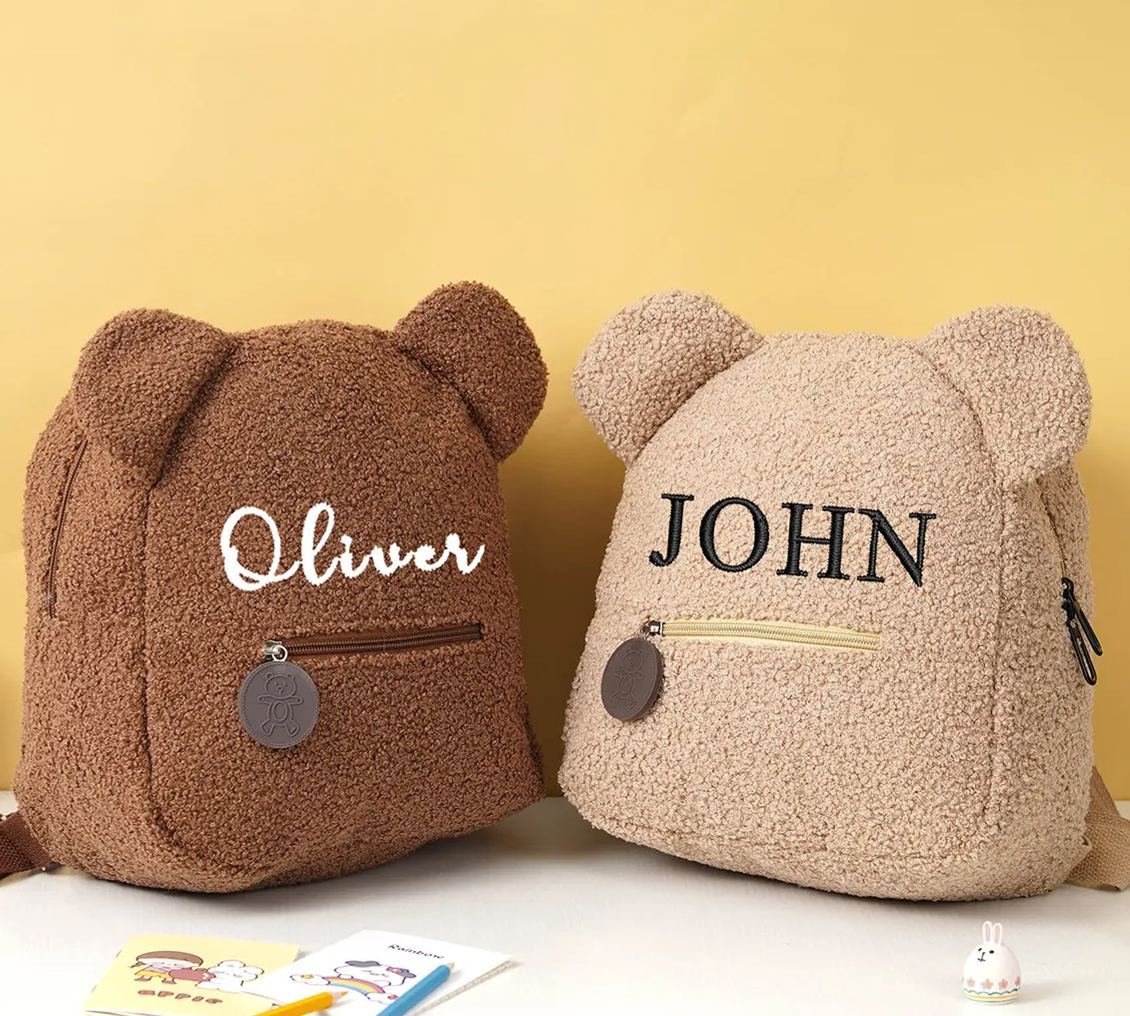 Personalized Embroidered Bear Preschool Backpack