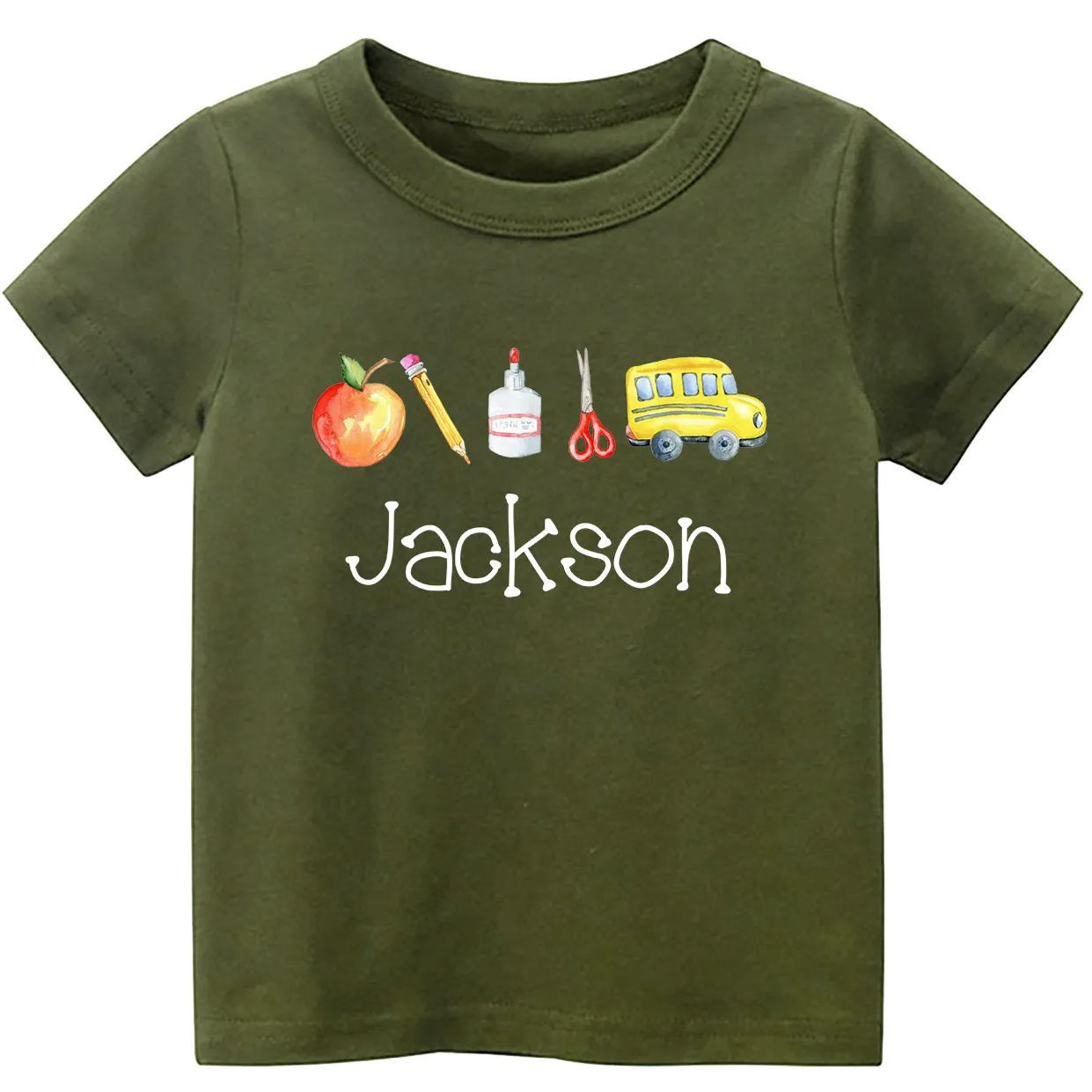 Personalized Back To School Kids Monogram Watercolor Shirt