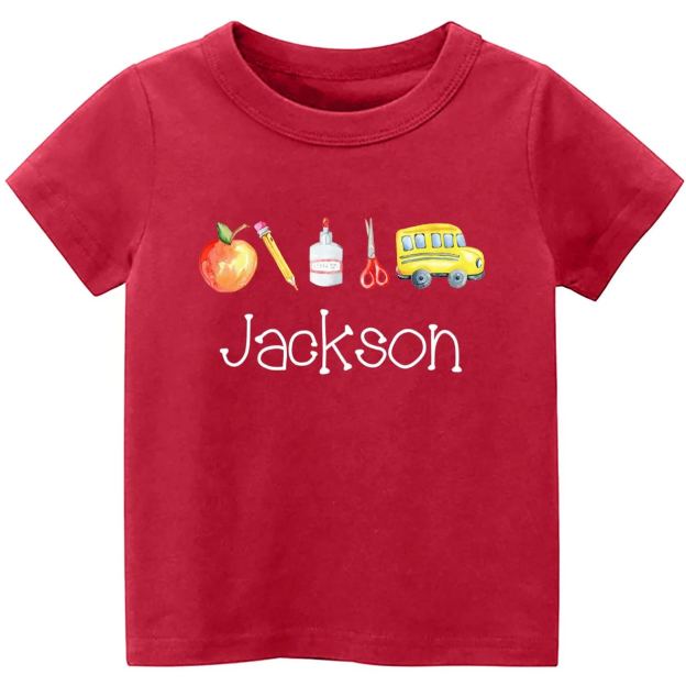Personalized Back To School Kids Monogram Watercolor Shirt