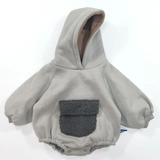 Cute Plush Pocket Hooded Fleece Romper
