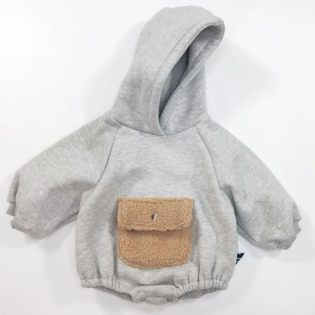 Cute Plush Pocket Hooded Fleece Romper