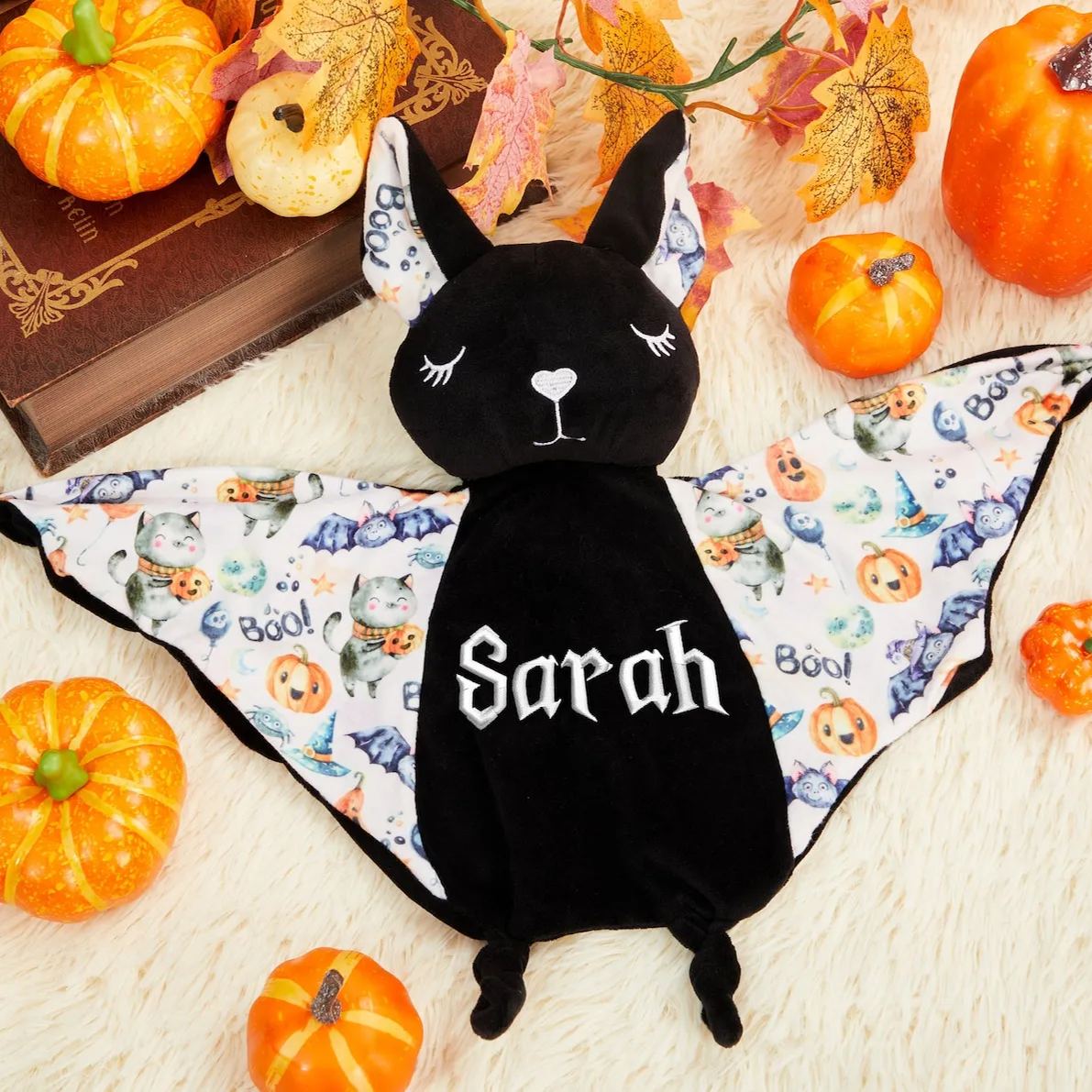 Personalized Halloween Baby Bat Security Blanket