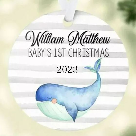 Whale Baby First Christmas Ornament