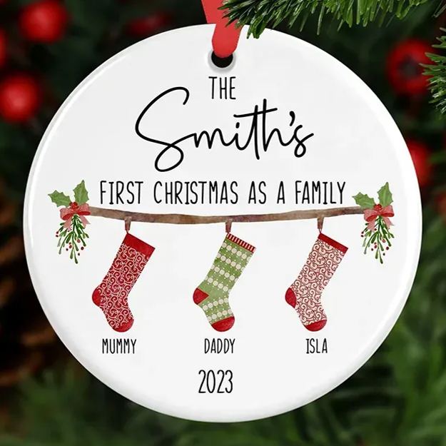 First Christmas as A Family Bauble Holiday Decor Ornament