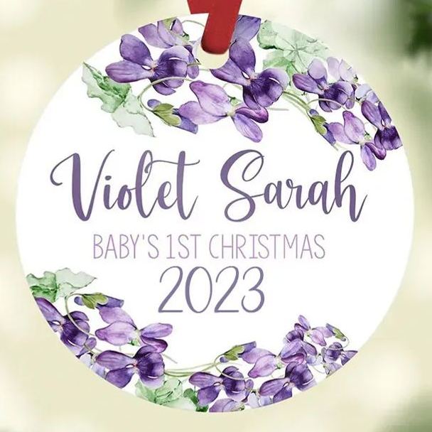 Violet Flowers Holiday Ornament