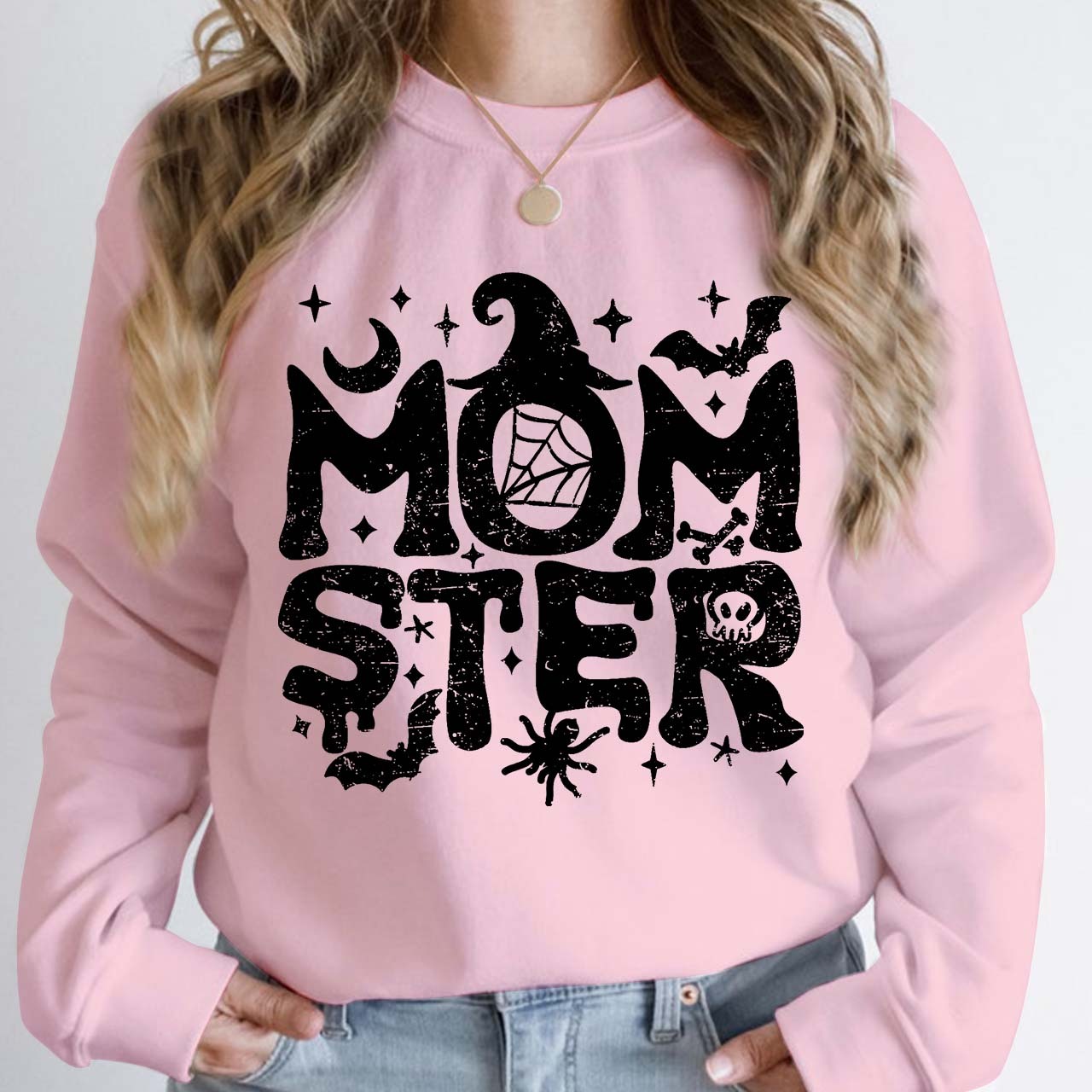 Halloween Momster Moon Bat Sweatshirt For Mama