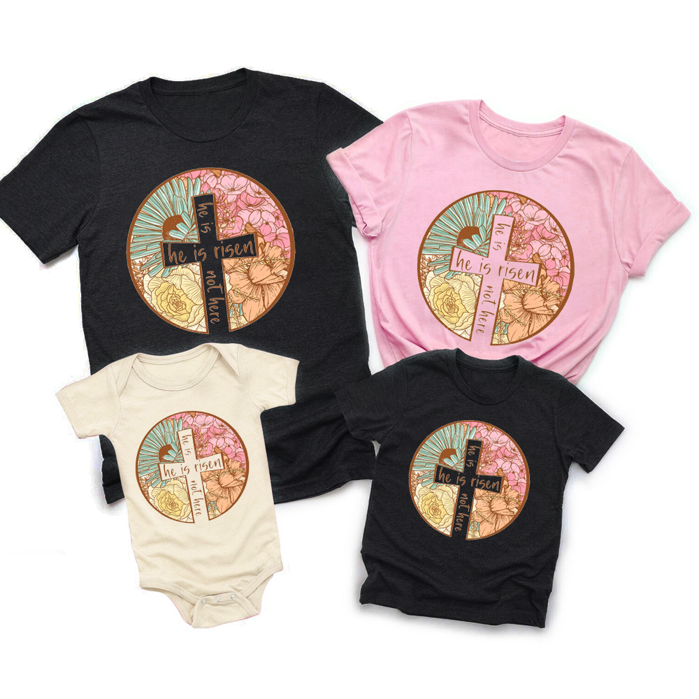 He Is Risen Christian Easter Family Matching Shirt