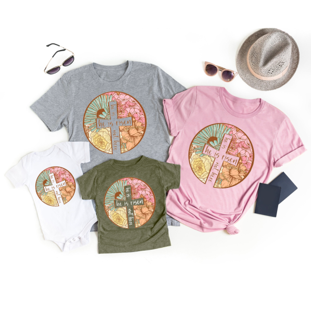 He Is Risen Christian Easter Family Matching Shirt