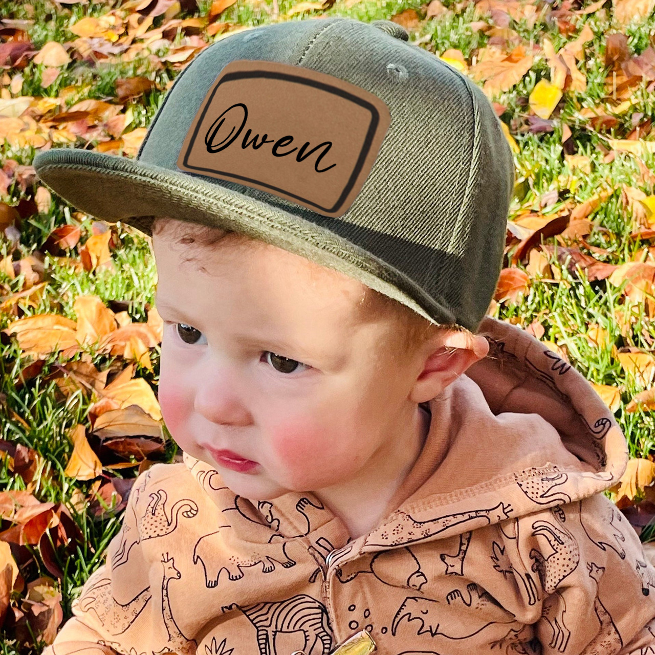 UPF 30+ Personalized ArmyGreen Signature Name Hat