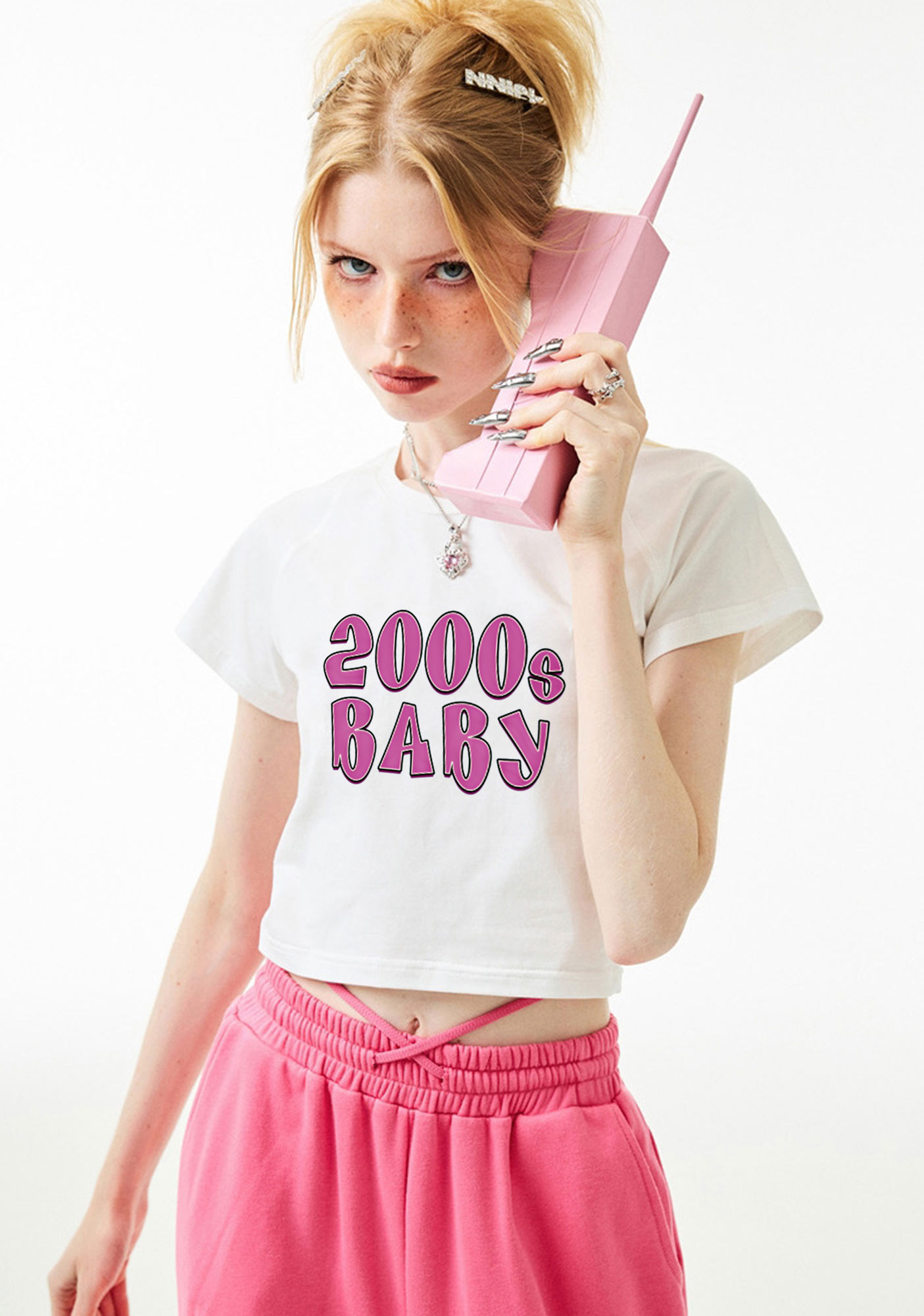 2000s Baby White Y2k Baby Tee