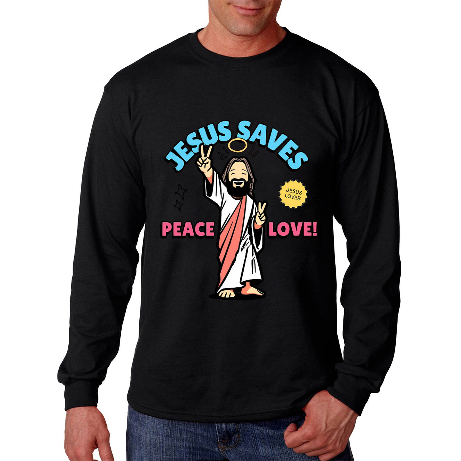 Jesus Saves Peace and Love Long Sleeve Tee