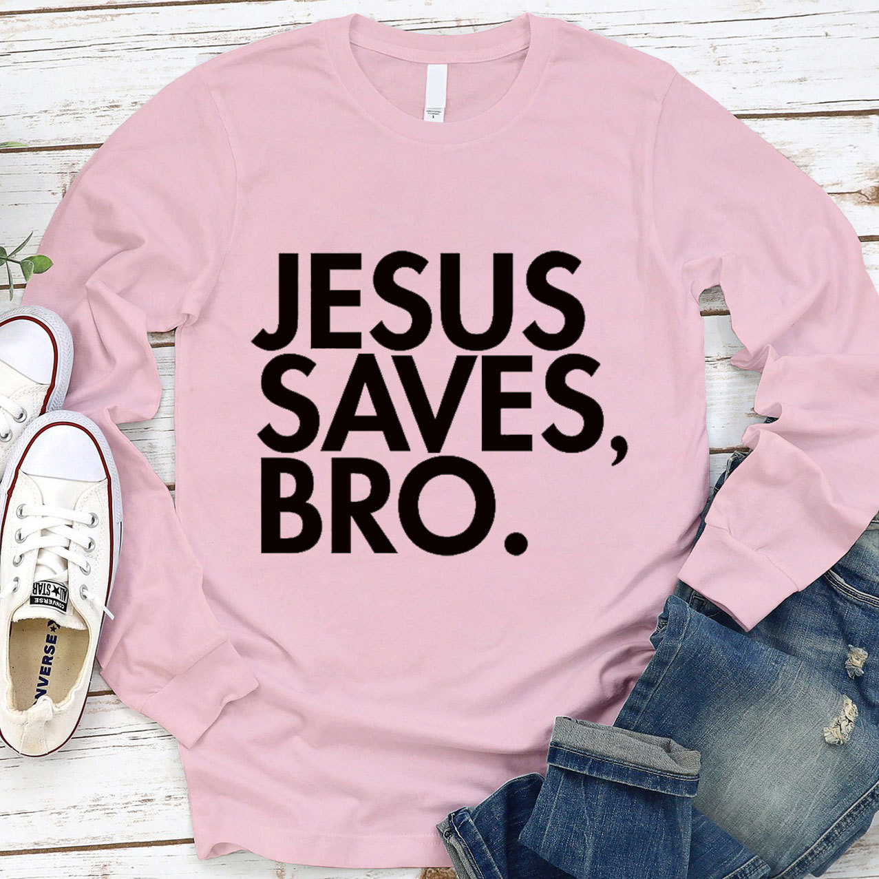 Jesus Saves Bro Long Sleeve Tee