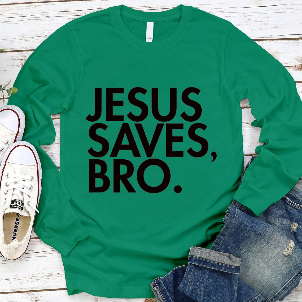 Jesus Saves Bro Long Sleeve Tee