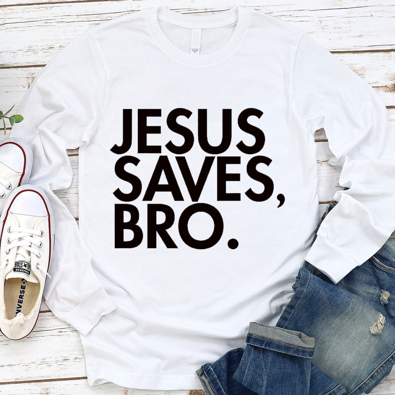 Jesus Saves Bro Long Sleeve Tee