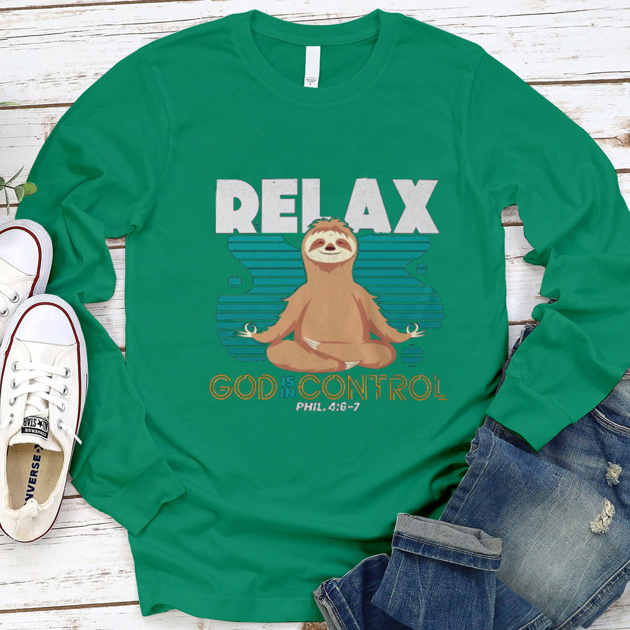 Relax God Is in Control Long Sleeve Tee