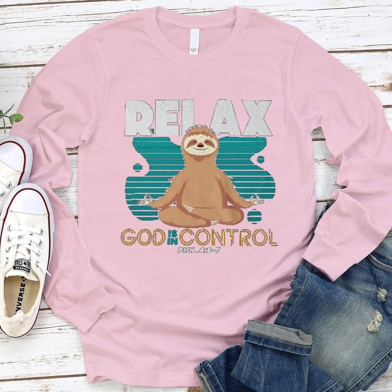 Relax God Is in Control Long Sleeve Tee
