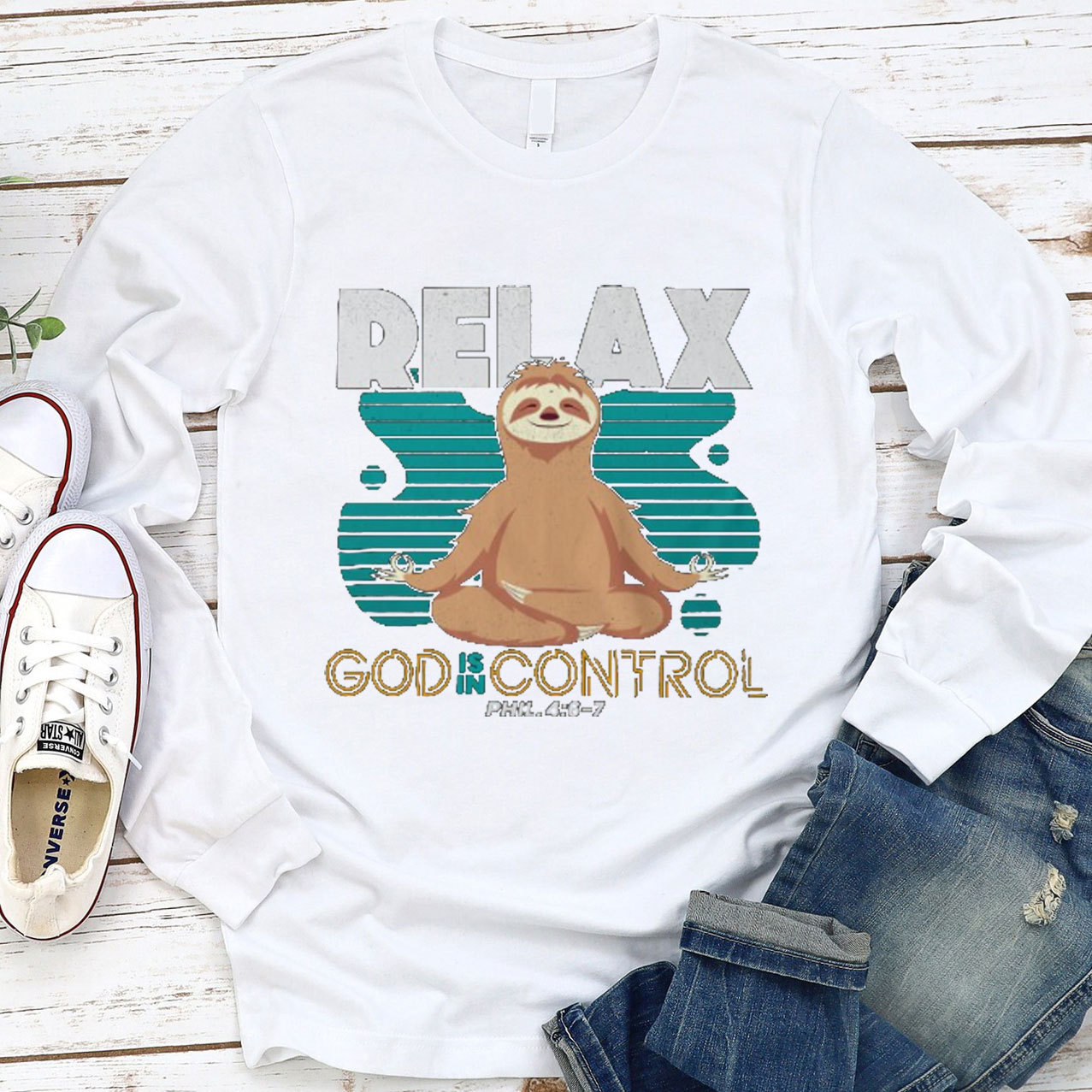 Relax God Is in Control Long Sleeve Tee