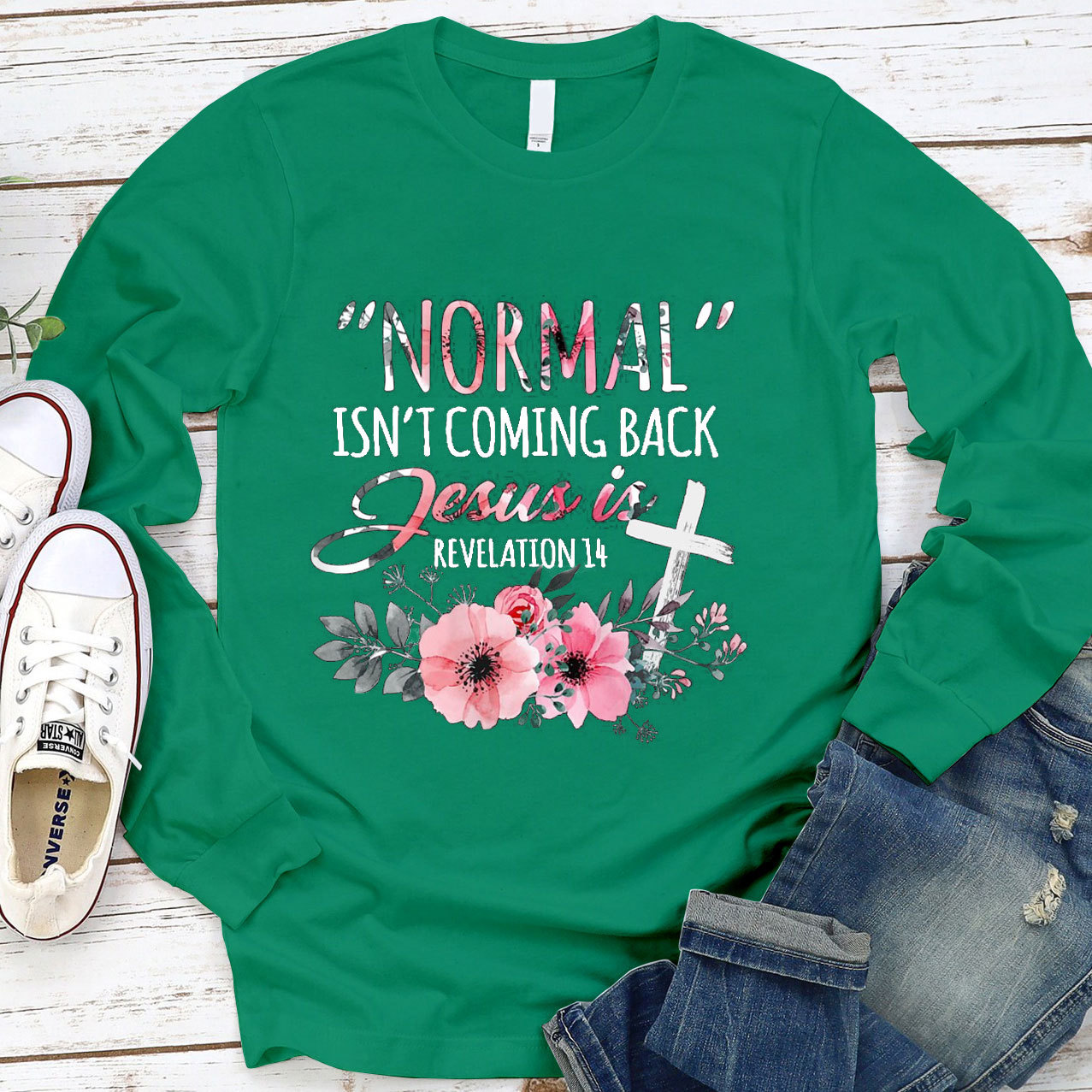 Normal Isn't Coming Back but Jesus Is Revelation 14 Long Sleeve Tee