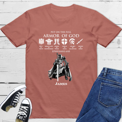 Personalized Put on the Full Armor of God Christian T-Shirt
