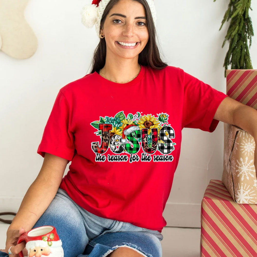 Jesus Is the Reason For the Season Sunflower Faith Christmas T-Shirt