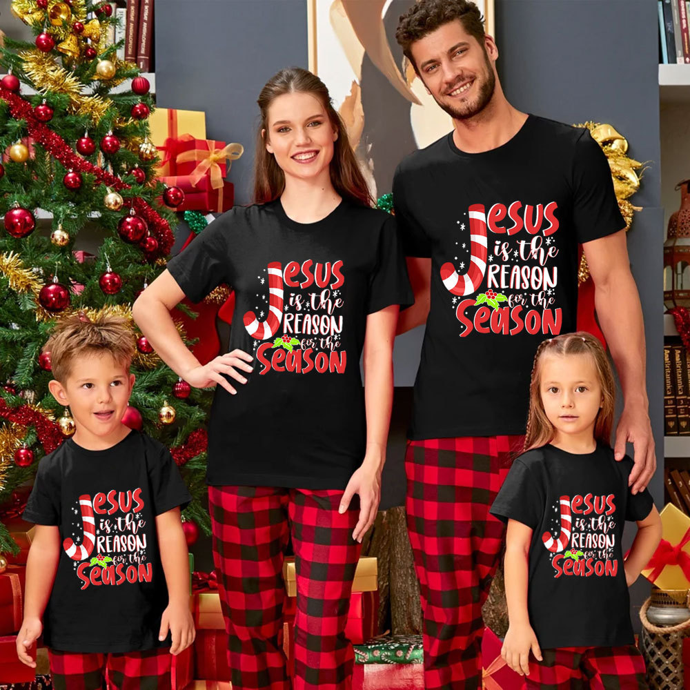 Jesus Is the Reason for the Season Christian Christmas Family Matching Shirts